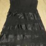 fekete muszlin selyem fodros midi ruha Dunnes Stores 12/40-s fotó