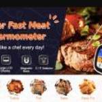 Új, digitális Hús-étel hőmérő (vízálló, LCD érintőképernyős háttérvilágítás, acél szonda)jó áron fotó