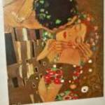 Klimt Csók reprodukció repro üveg kerettel 50×40cm fotó
