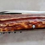 Mikov kés vadászbicska agancs markolattal hátsó zár fűrész dugó húzó bőr tok gyönyörű régi darab! fotó