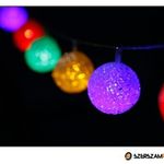EVA Kristály labda fényfüzér, színes, 10 gömb, elemes fotó