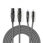 Nedis XLR 3-Pin Aljzat x2, RCA Dugasz x2, PVC, nikkelezett, szimmetrikus audió kábel, 1.5m, sötét... fotó