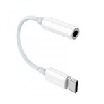 USB-C/Jack AUX audio adapter, USB-C-ről 3.5mm fülhallgató/mikrofon csatlakozóra, fehér fotó
