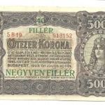 5000 korona / 40 fillér 1923 2. fotó