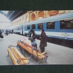 Kártyanaptár, MÁV reklám, vasút, közlekedés, Euro City mozdony szerelvény, peron, állomás, 1998 , N, fotó