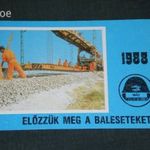 Kártyanaptár, MÁV vasút, balesetmegelőzés, sín vasút építő szerelvény , 1988, , C, fotó
