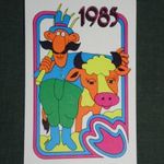 Kártyanaptár, Taurina szarvasmarha tenyésztő vállalat, Budaörs, grafikai rajzos, 1985 , Zs, fotó