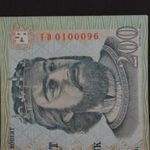 2007 FD 200 forint bankjegy alacsonyabb sorszám, nagyon ritka papír 200-as szép bankó fotó