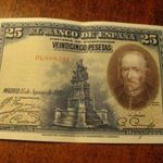 Spanyolország 25 peseta 1928 friss, ropogós papír fotó