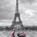 Ingyen posta, kész kép feszítőkeretben, vászonkép, Párizs, Eiffel torony, robogó, hóesés 60x100 fotó