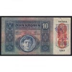 Ausztria, 10 kronen/korona 1919 - ÉRVÉNYTELENÍTETT HAMIS DEUTSCHÖSTERREICH FELÜLBÉLYEGZÉS F fotó