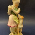 Herendi porcelán figura - " Kislány vizslájával " - Hibátlan, I. oszt. Herendi porcelán figura fotó