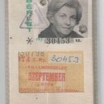 BKV bérletigazolvány, 4 db 1974-es villamos bérletszelvénnyel, tokban fotó