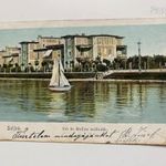 Siófok Balaton Sió Hullám szálloda csónak vitorlás hajó 1905 KÉPESLAP fotó