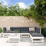 7 részes fehér tömör fa kerti ülőgarnitúra párnával fotó