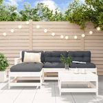 5 részes fehér tömör fa kerti ülőgarnitúra párnával fotó