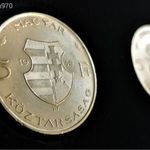 1946 ezüst Kossuth 5 Forint kabinet sor szerű 1947 ezüst 5 Forint UNC fémpénz bőrtok fotó
