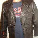 Minőségi S-M-s béléses, fekete, bőr dzseki, kabát. fotó
