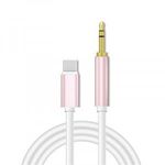 AUX átalakító kábel USB-C-ről 3, 5mm jack-re, 1 méter, pink-fehér fotó