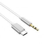 AUX átalakító kábel USB-C-ről 3, 5mm jack-re, 1 méter, ezüst-fehér fotó