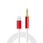 AUX átalakító kábel Lightning-ról 3, 5mm jack-re, 1 méter, piros-fehér fotó
