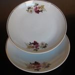 2 db Hollóházi porcelán rózsás süteményes tányér fotó
