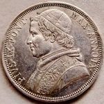 Ezüst pénz érme Olaszország Pápai Állam IX. Piusz 1 Scudo SCVDO 1854 Ag900% 26.87 gramm 38 mm EF! R fotó