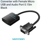 HDMI - VGA konverter-átalakító_Audio és micro USB bemenettel+HDMI kábel fotó