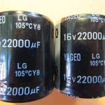 Yageo, 22000uF, 16V, 105c Snap-In elektrolit kondik fotó