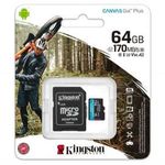 Kingston 64GB SD micro Canvas Go! Plus (SDXC Class 10 UHS-I U3) (SDCG3/64GB) memória kártya adapt... fotó