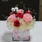 10-12 szálas Örök rózsa Fa Box kompozíció / Forever Rose - Rózsaszín fotó