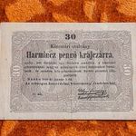 1849 -es 30 pengő krajczárra Kossuth Szabadságharcos bankó Kincstári utalvány RITKÁBB !!! (L1506) fotó