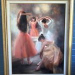 Jean Claude Guidou "LA LOGE" Balerina Balett Táncosok Olajfestmény Vásznon 102cm x 76cm fotó