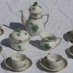 6 személyes, ó-Herendi porcelán kávéskészlet - zöld Apponyi mintás dekorral fotó