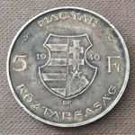 1946. vastag Kossuth ezüst 5 Forint, XF állapotban peremhibákkal, 1 Ft-ról! fotó