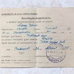Kerékpár bejelentés igazolvány 1951 Budapest Rendőrőrs bélyegző irat - foglalkozása rendőr fotó