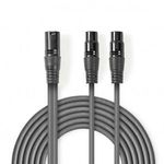 Nedis XLR 3-Tűs Dugasz, XLR 3-Pin Aljzat x2, PVC, nikkelezett, szimmetrikus audió kábel 1.5m, söt... fotó