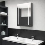Fényes szürke led-es tükrös fürdőszobaszekrény 50 x 13 x 70 cm fotó