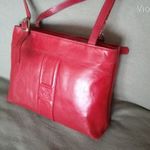 Piros, valódi bőr táska, válltáska, közepes méret fotó