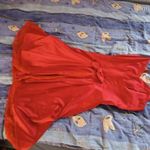 Piros olasz alkalmi ruha, menyecskeruha különleges szabással S-M méret fotó