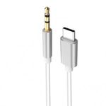 AUX átalakító kábel USB-C-ről 3, 5mm jack-re, 1 méter, ezüst-fehér fotó