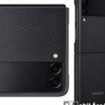 SAMSUNG műanyag védő tok / bőr hátlap - FEKETE - kevlár borítás - SAMSUNG Galaxy Z Flip3 5G (SM-F711 fotó