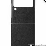 Műanyag védő tok / hátlap - FEKETE - valódi bőr bevonat - SAMSUNG Galaxy Z Flip3 5G (SM-F711) - ACCM fotó