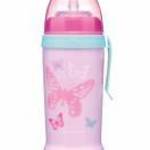 Canpol Sport itatópohár cseppmentes szívószállal 350 ml (12h+) - Rózsaszín pillangók - Canpol babies fotó