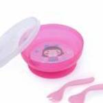 Canpol Csúszásmentes műanyag tál fedéllel és evőeszközökkel 350 ml (9h+) - Rózsaszín - Canpol babies fotó