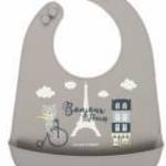 Canpol Bonjour Paris szilikon zsebes előke - Bézs - Canpol babies fotó