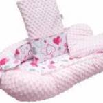 Luxus babafészek párnával és paplannal New Baby Minkyből rózsaszín szívecskék - NEW BABY fotó