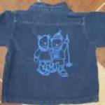 H&M kordbársony kék ing 92-98 - hátán maci minta fotó