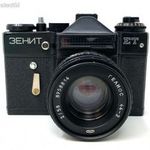 ZENIT-ET Szovjet régi retro fényképezőgép Helios-44-2 2/58 mm objektív eredeti tokban fotó 1Ft NMÁ fotó