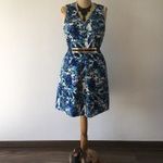 Új H&M 38-as, M-es színes, kék virágmintás, nyári elegáns party ruha fotó